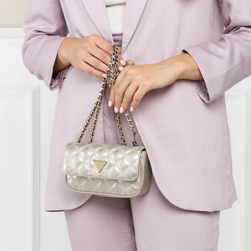 Женская сумка кросс боди Guess Cessily Micro Mini золотистая (HWMG7679780-GOL): Пол Женский