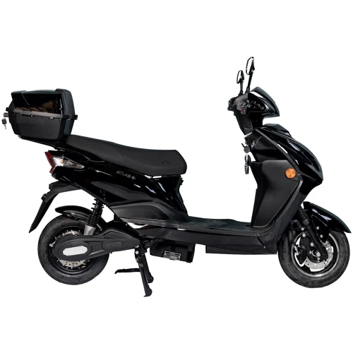 Электроскутер Atlas Pegas 1500W Lithium Black: Особенности С рулем, С сиденьем, С большим запасом хода, Двухместный, С багажником, Мощные