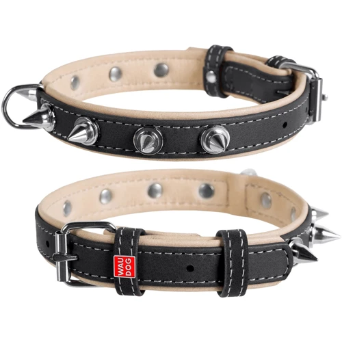 Ошейник WAUDOG Soft с шипами, черный верх 35 мм 46-60 см черный (7212)