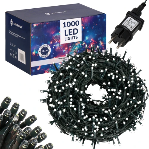 Гирлянда Springos уличная 50 м 1000 LED холодный белый (CL1000)