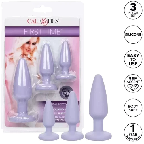 Набор анальных пробок California Exotic Novelties First Time Crystal Booty Anal Plug Set (сиреневый)