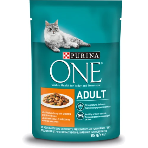Вологий корм Purina One Adult для кішок у гриль соусі з куркою та зеленою квасолею 26х85 г (7613038255743): Тип Влажный корм