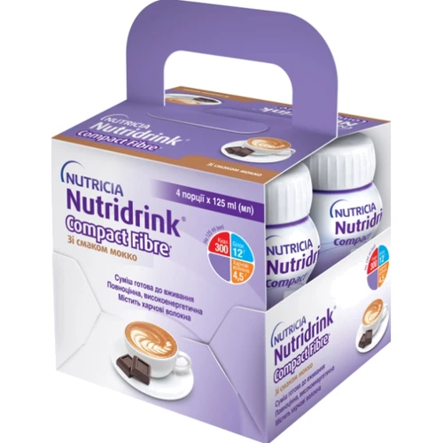 Энтеральное питание Nutricia Nutridrink Compact Fibre Mocha со вкусом мокко 4х125 мл (8716900552298): Тип Смеси специальные