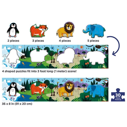 Животные мира длинный пазл Mudpuppy Long Puzzle (30 деталей)
