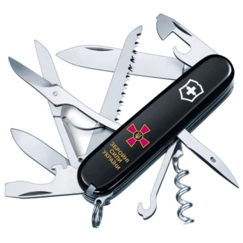Мультитул Victorinox Huntsman Army 91мм/15 функций/черный /Эмблема ВСУ + Надпись (1.3713.3_W1011u)