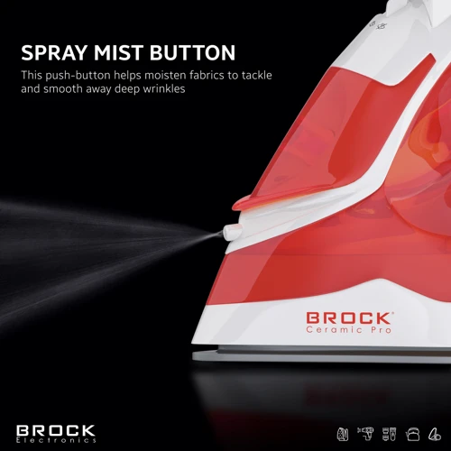 Утюг BROCK BSI 2011 RD: Цвет красный / белый