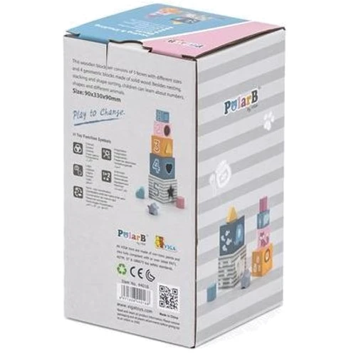 Деревянные кубики-пирамидка Viga Toys PolarB Сортируем и складываем (44016)