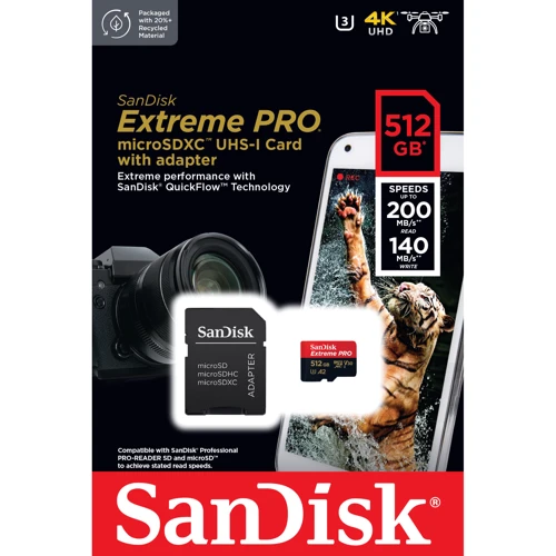 Карта пам'яті SanDisk 512GB microSDXC UHS-I U3 Extreme Pro + adapter (SDSQXCD-512G-GN6MA): Обсяг 512 ГБ