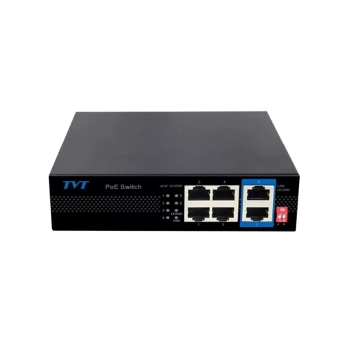 Мережевий комутатор TVT DIGITAL TD-B2204S1-PEU: Кількість портів Gigabit Ethernet (10/100/1000) 6