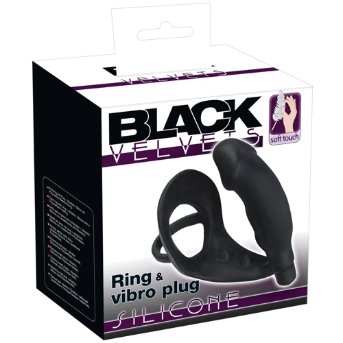 Стимулятор простаты с эрекционным кольцом Orion Black Velvets Ring & Plug