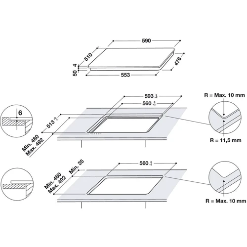 Варочная поверхность Whirlpool WB S0060 NE: Количество конфорок 4