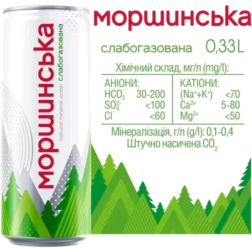 Вода Моршинська минеральная природная столовая слабогазированная 12х0.33 л (DS48200170020731): Объем, л 3.96
