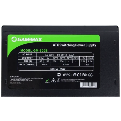Блок питания GameMax GM-500B: Мощность, Ватт 500