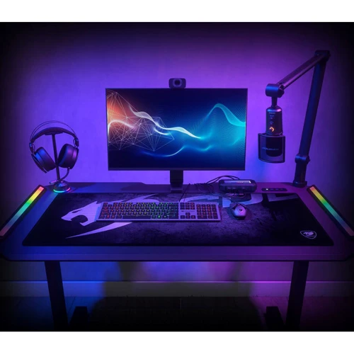 Стол для геймера Cougar Эргономичный дизайн USB 3.0/Type-C Extension Хаб RGB Подсвечивание Электрическое регулирование высоты (E-DEIMUS 120)