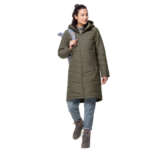 Куртка Jack Wolfskin North York Coat W 1205501-5066 40 серо-зеленая зимняя с капюшоном: Сезон Зима