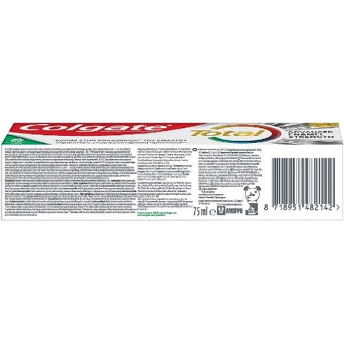 Colgate Total 12 зубная паста Защита эмали 75ml: Назначение Укрепление эмали, Чувствительные зубы, Антибактериальное, Очищение, Свежесть дыхания