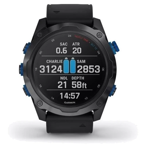 Смарт-часы Garmin Descent Mk2i Bundle Titanium Carbon Grey w. Silicon Band w. Descent T1 (010-02132-13): Дисплей 1.4" Transflective, 280x280