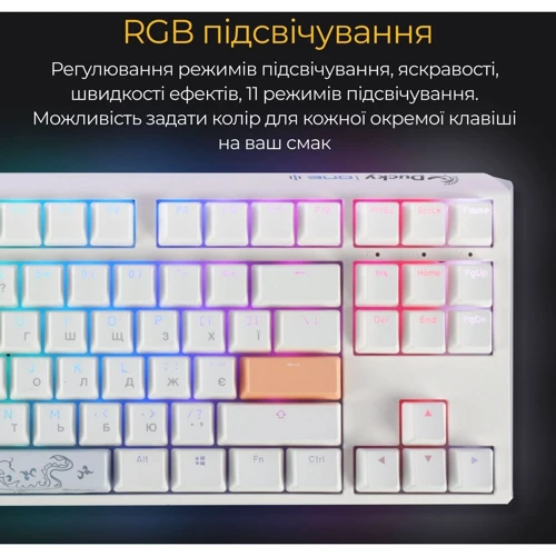 Клавиатура Ducky One 3 TKL Cherry MX Blue RGB White UA (DKON2187ST-CUAPXPWWWSC1) фото 9