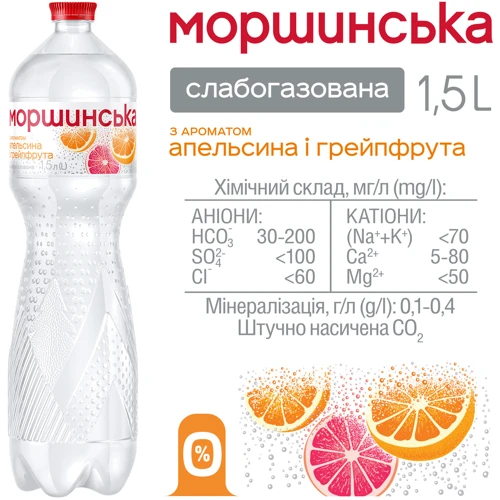 Вода Моршинська слабогазированная с ароматом апельсин-грейпфрут 6х1.5 л (DS48200170026916): Страна производитель Украина