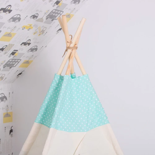 Детская палатка Springos Tipi XXL вигвам бело-мятная (TIP04)