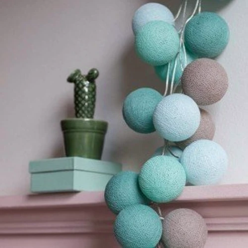 Гирлянда Cotton ball lights на 10 шаров 2,7м, Mint: Длина, м 2.7