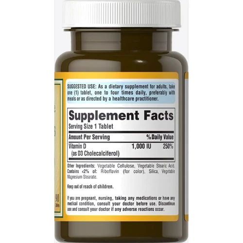 Puritan's Pride Vitamin D3 Витамин D3 1000 МЕ 90 таблеток: Тип Витамин D