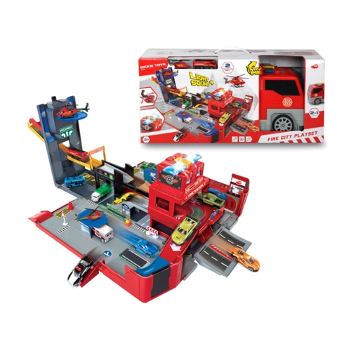 Игровой набор DICKIE TOYS 2 в 1 "Пожарная машина. Разверни город"