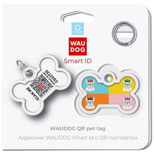 Адресник металевий WAUDOG Smart ID з QR паспортом малюнок Французький бульдог 40х28 мм (0640-0209): Призначення Для всех пород