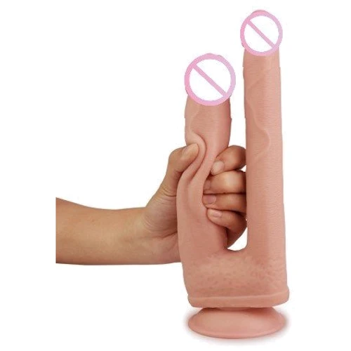 Двойной фаллоимитатор LoveToy Skinlike Soft Dong Double Penetration Soft Cock