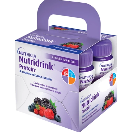 Энтеральное питание Nutricia Nutridrink Protein Berries со вкусом лесных ягод 4х125мл (8716900570353): Тип Смеси специальные