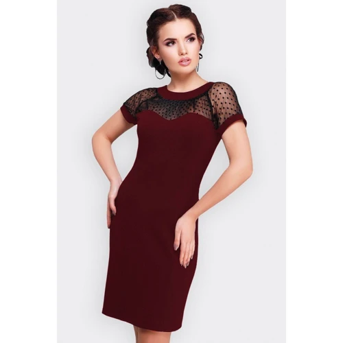 Платье FashionUp PL-1596B 48 бордовое повседневное до середины бедра
