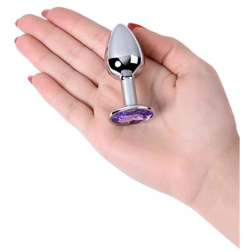 Анальная пробка с кристаллом Toyfa Silver anal plug blue gem