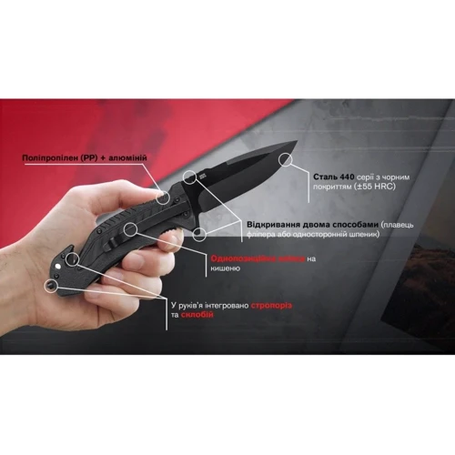 Нож Ganzo G628-GY (G628-GY): Система открывания одной рукой Есть