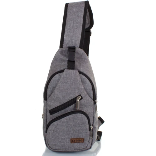 Мужская сумка-слинг DNK Leather серая (DNK-JOKER-2-BAG-7): Застежка Механическая