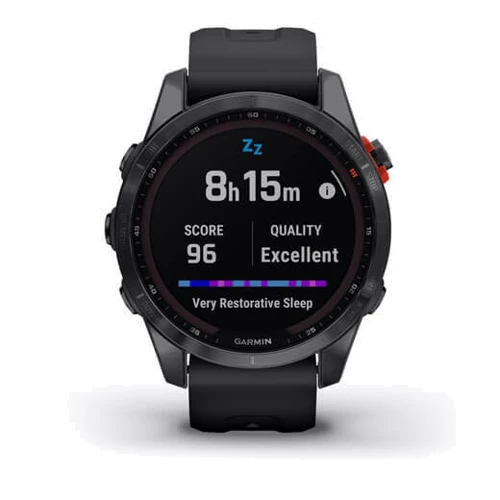 Смарт-часы Garmin Fenix 7S Solar Slate Gray with Black Band (010-02539-13): Цвет ремешка черный