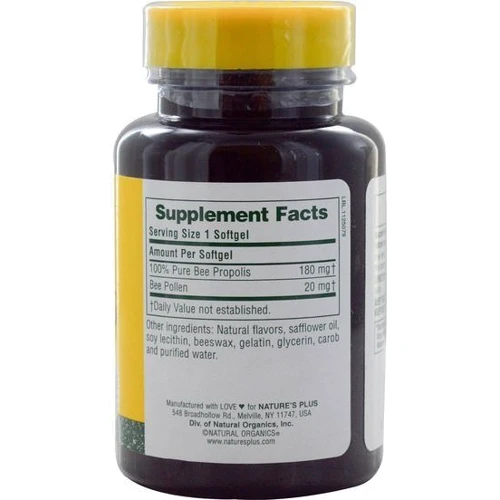 Nature's Plus Propolplus Propolis w / Bee Pollen 60 Softgels Прополіс, бджолиний пилок: Форма випуску капсули