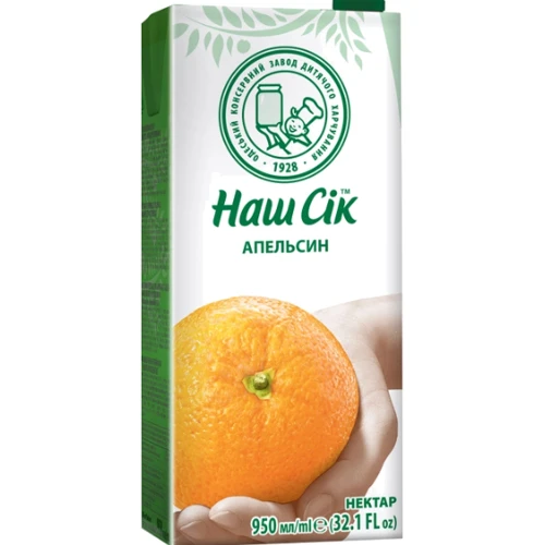 Нектар апельсиновий ОКЗДХ Наш Сік неосвітлений 0.95 л (4820016252288)
