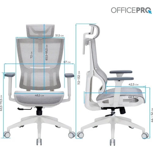 Офісне крісло Officepro Elegant OC660-W-LG-LG фото 7