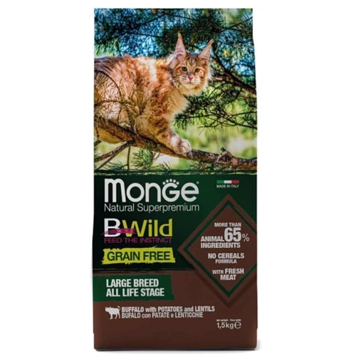 Сухой корм для котов Monge BWild Grain Free Buffalo Large Breeds All Life Stages с мясом буйвола для крупных кошек на всех стадиях жизни 1.5 кг (70012065): Тип Сухой корм