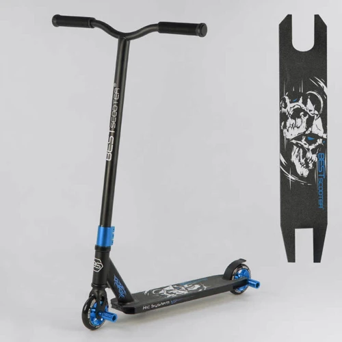 Самокат трюковый Best Scooter с PU колесами, HIC-системой, пеги, алюминиевыми дисками и декой Black/Blue (98433)