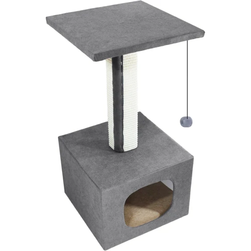 Когтеточка Lucky Pet домик Грот серая 33х33х67 см (555700)