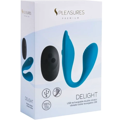 Двойной вибратор S Pleasures Premium Delight (для клитора и точки G, 10 режимов), бирюзовый