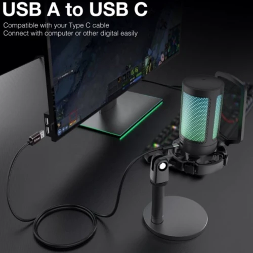 Мікрофон Fifine A8 Black RGB: Роз'єм USB