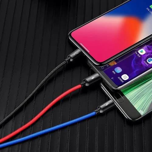 Кабель Baseus USB Cable to Lightning/microUSB/USB-C Three Primary Colors 30сm Black (CAMLT-ASY01) фото 10