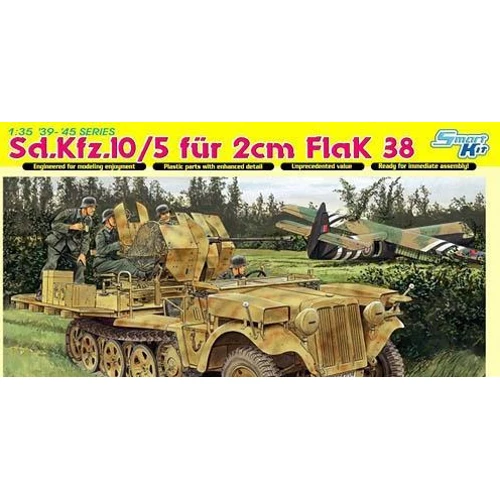Модель Dragon Полугусеничный тягач Sd.Kfz.10/5 с 20-мм зенитной пушкой Flak 38 (DRA6676)