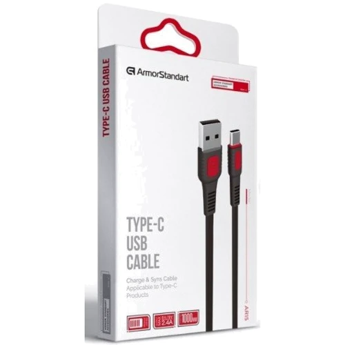 Кабель ArmorStandart USB Cable to USB-C 2.4A 1m Black (ARM59536): Тип USB Cable - USB-C