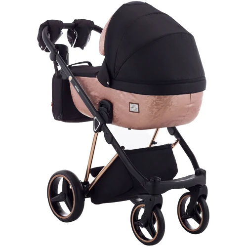 Универсальная коляска 2 в 1 Adamex Mimi Polar (Pink Gold) BR604 черный (люрекс) - медный (принт) кожа (выдавленная точка): Возможность установки люльки есть