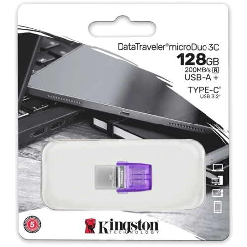 USB-флешка Kingston 128GB DataTraveler microDuo 3C Silver USB 3.2/Type C (DTDUO3CG3/128GB) фото 5