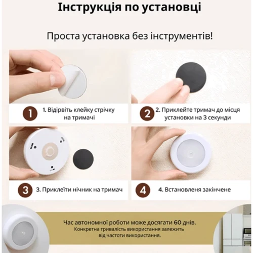 Ночник Inspire night GZ-6 с датчиком движения 3PCS AA Battery 0.6W: Направленность света Общее освещение