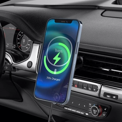 Держатель Hoco Car Holder Air Ven iDeal MagSafe Wireless 15W Black (CA90) for iPhone 16 I 15 I 14 I 13 I 12 series  фото 5
